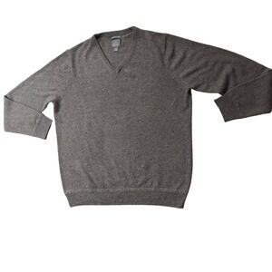 Monte Rosso Mens XL V-Neck Sweater 100% Italian Cashmere Brown